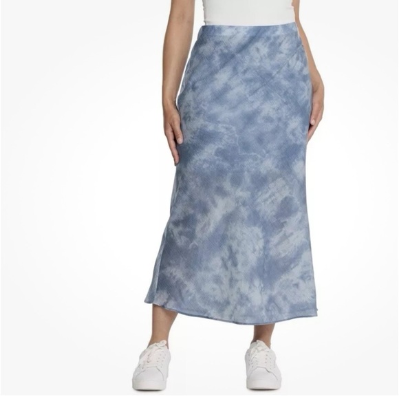 Madewell Cloud Midi Skirt Blue Tie-Dye Print Pull-On Size 6 NWT - Picture 1 of 4